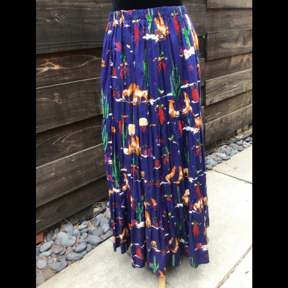 Western Tiered Skirt in Coyote Print